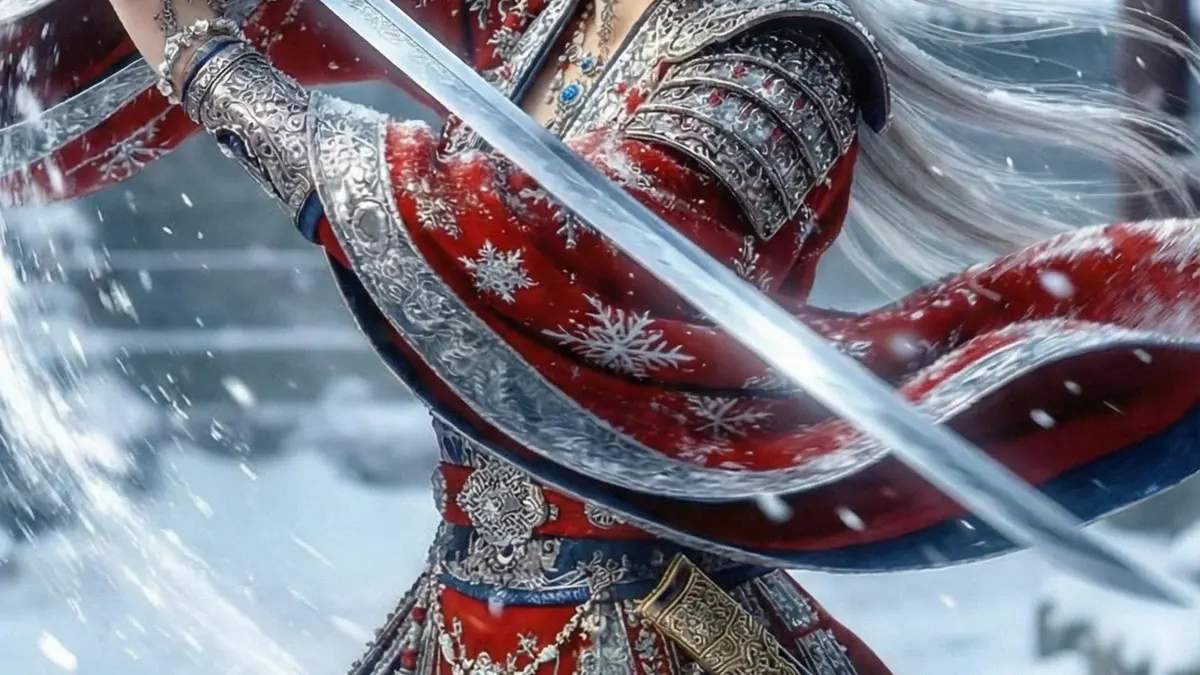 Scarlet Winter Blade 4K Wallpaper