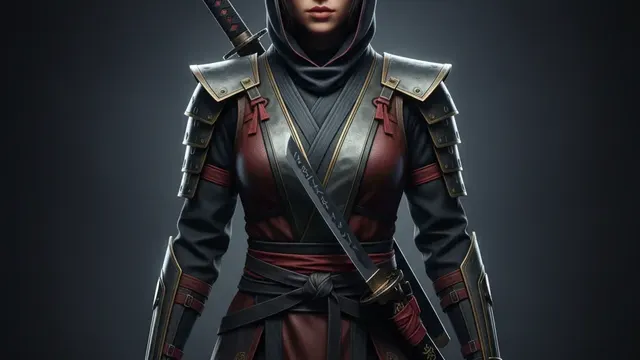 Crimson Shadow Assassin 4K AI Wallpaper