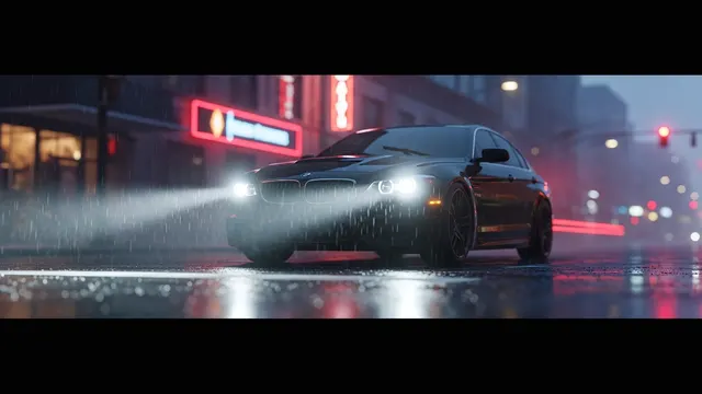 Rainlight Racer – Cyber City Car 4K 4K AI Wallpaper