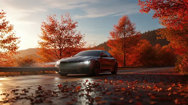Autumn Drive – Scenic Car Wallpaper 4K 4K AI Wallpaper