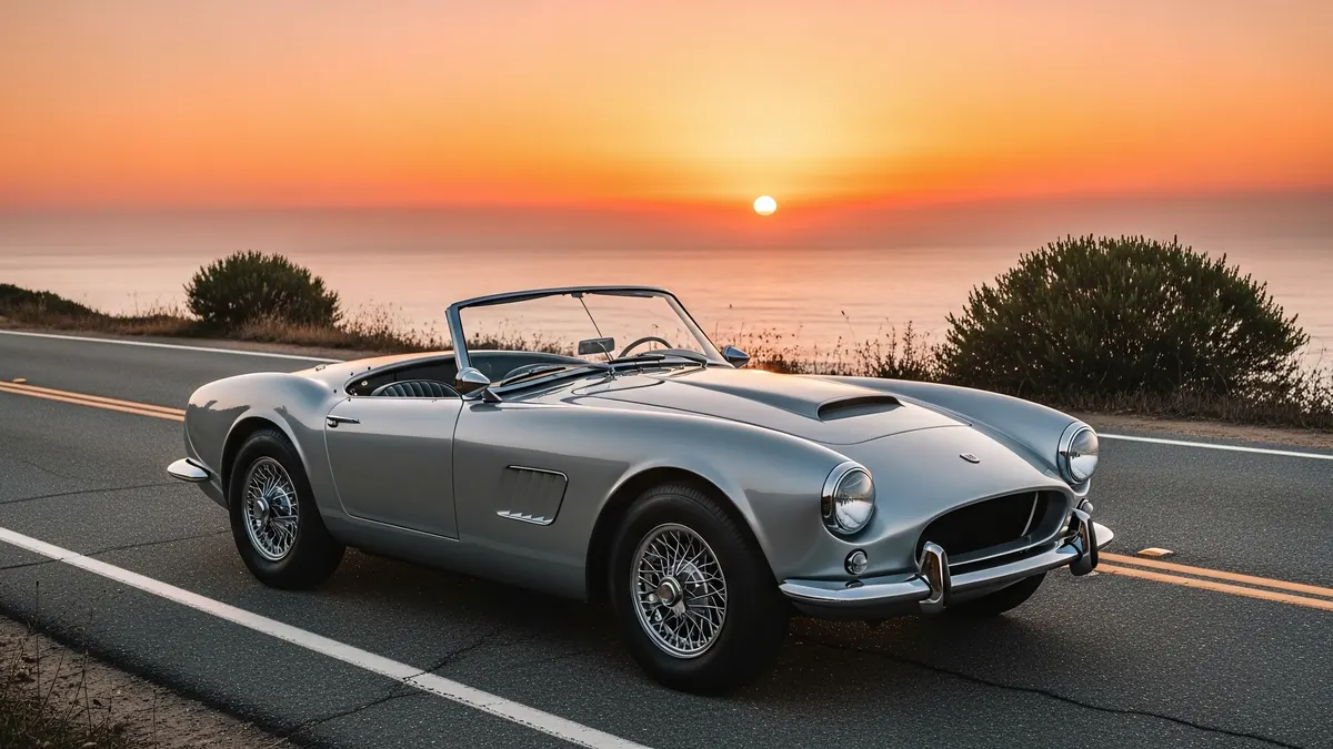 Sunset Classic – Vintage Roadster 4K 4K Wallpaper