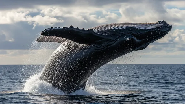 Breaching Whale 4K 4K AI Wallpaper