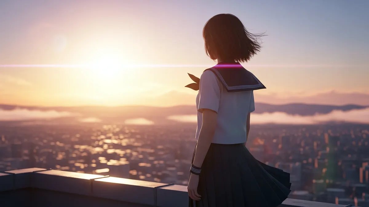 Anime Girl Sunset Horizon 4K 4K Wallpaper
