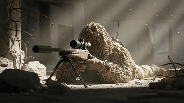 Desert Ghillie Sniper 4K 4K AI Wallpaper
