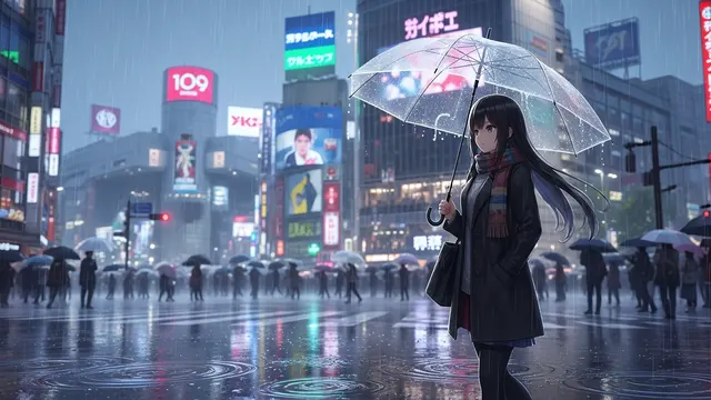 Neon Rain Cyberpunk Street 4K 4K AI Wallpaper