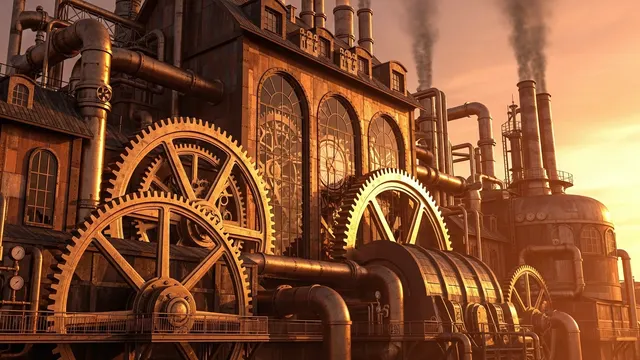 Steampunk Metropolis 4K 4K AI Wallpaper