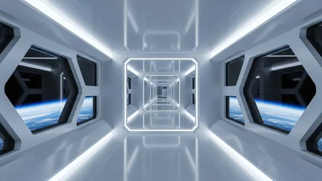 Futuristic Corridor 4K 4K AI Wallpaper