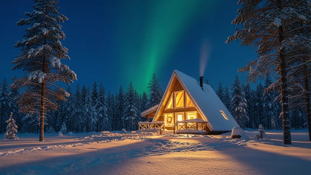 Snowy Mountain Cabin 4K 4K Wallpaper