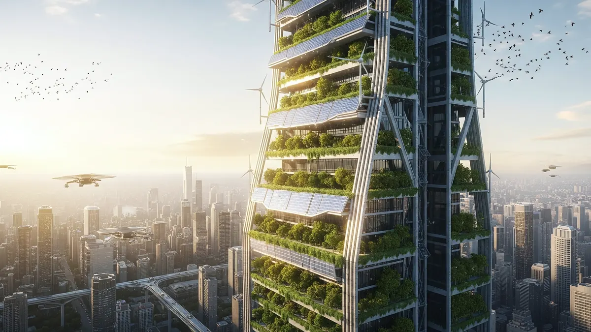 Vertical Green Skyscraper 4K 4K Wallpaper