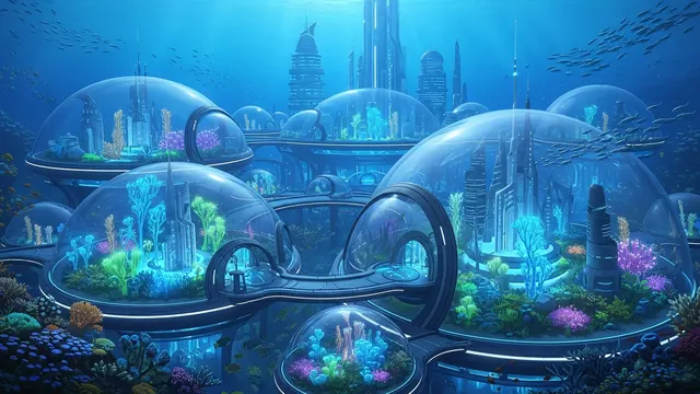 Underwater Habitat Dome 4K 4K AI Wallpaper