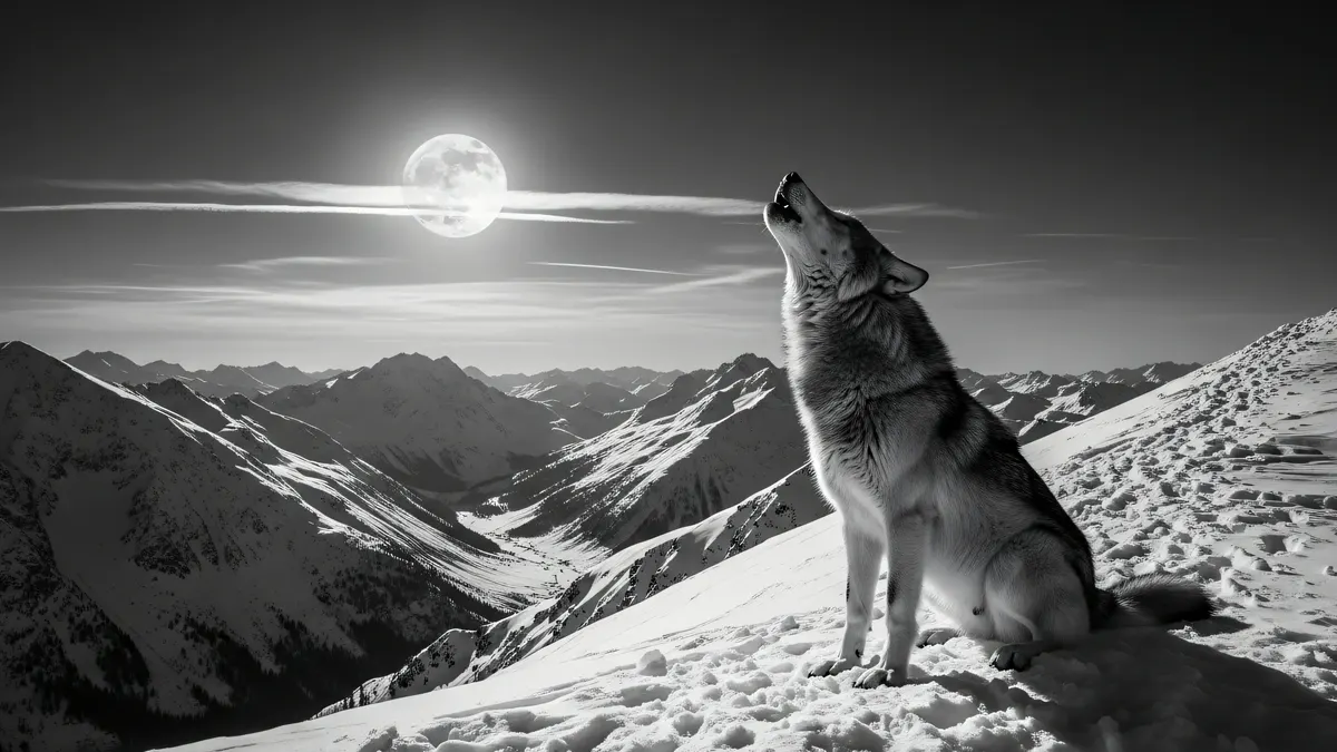 Howling Wolf on Snowy Mountain 4K 4K Wallpaper