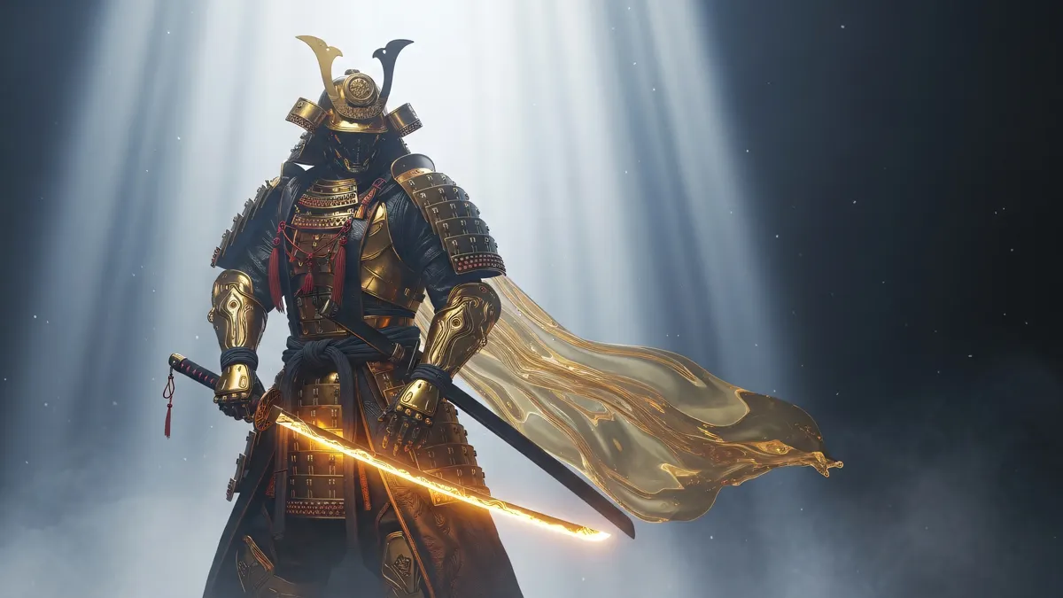 Samurai with Light Katana 4K 4K Wallpaper