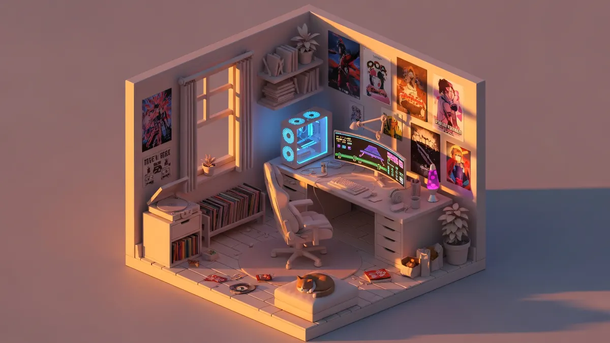 Technology Room Isometric 4K 4K Wallpaper