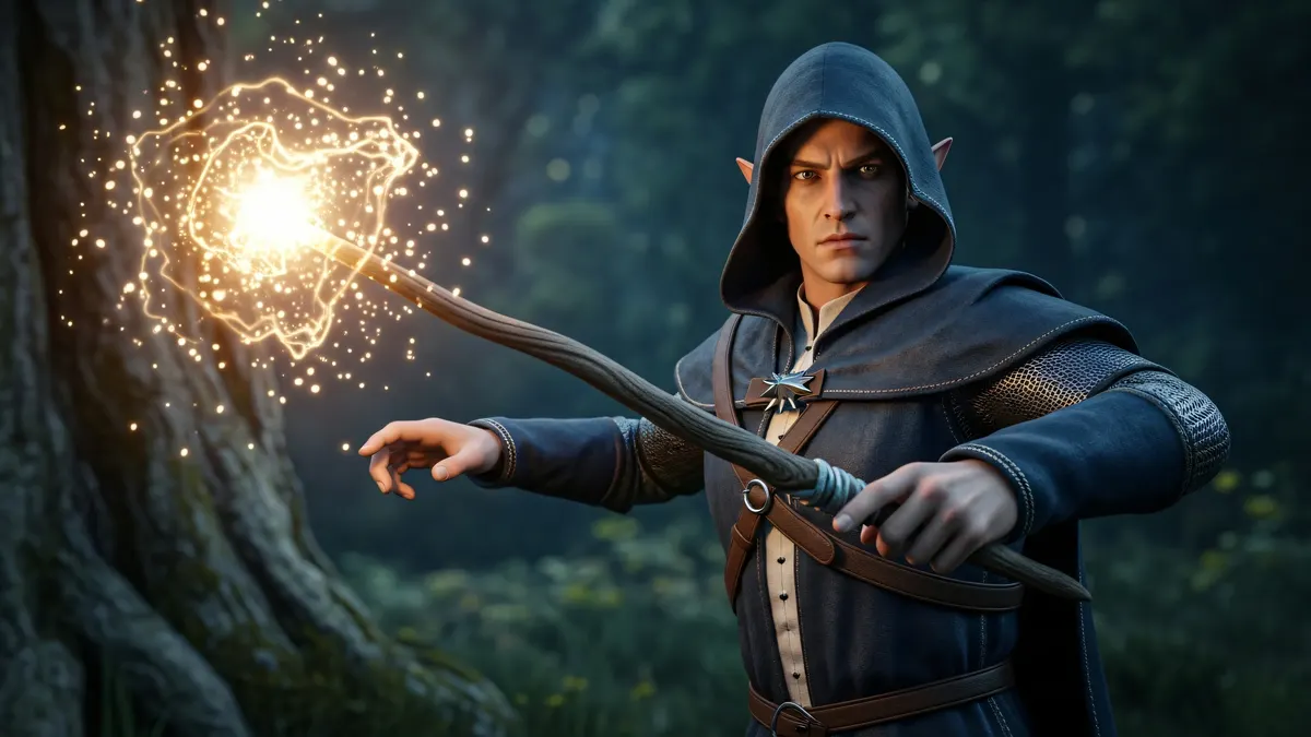 Wizard and Staff Light 4K 4K Wallpaper