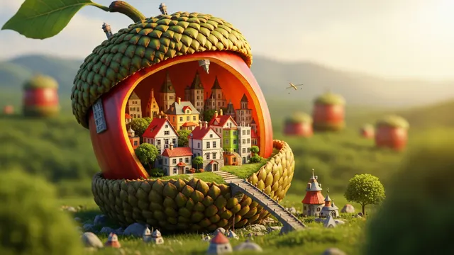 Fruit House Village 4K 4K AI Wallpaper