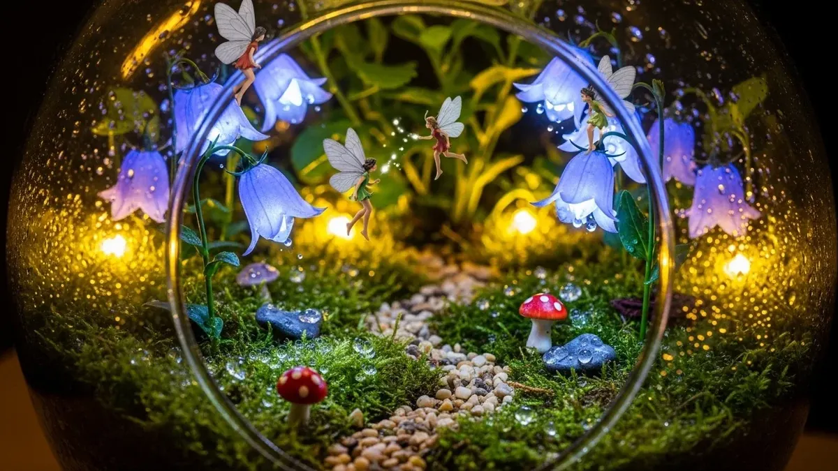 Enchanted Forest and Glowing Bluebell Flowers 4K 4K Wallpaper