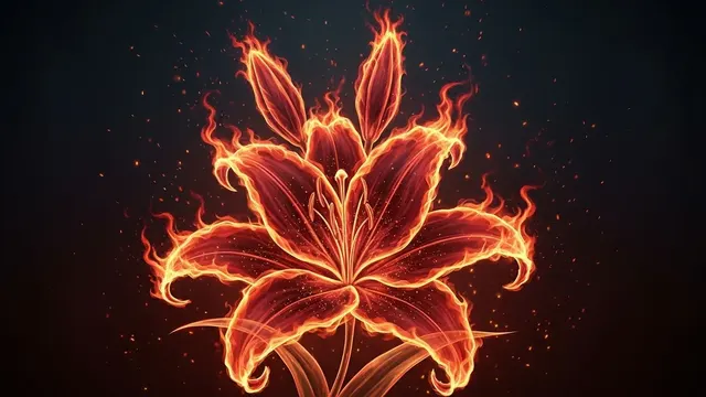 Exotic Fire Lily Formed by Flames 4K 4K AI Wallpaper