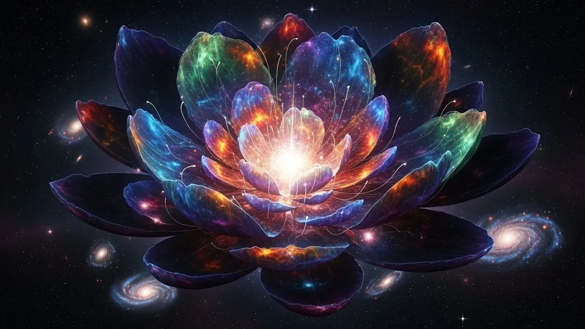 Galactic Nebula and Cosmic Crystal Flower 4K 4K Wallpaper