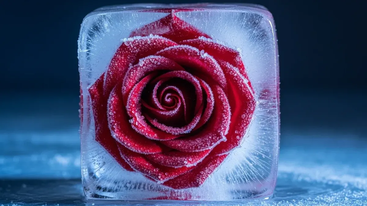 Frozen Red Rose Inside Ice Cube 4K 4K Wallpaper