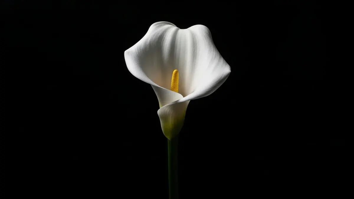Elegant White Calla Lily on Black Background 4K 4K Wallpaper