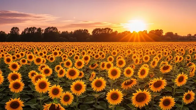 Endless Sunflower Field at Sunset 4K 4K AI Wallpaper