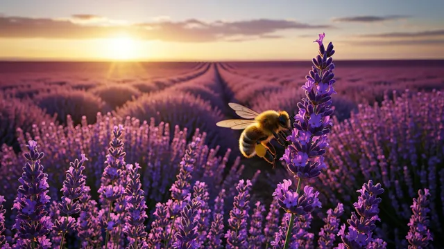 Lavender Field at Sunset 4K 4K AI Wallpaper