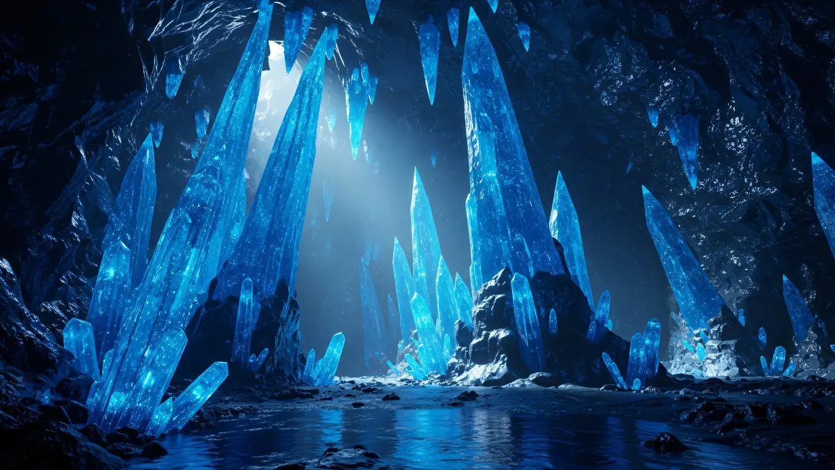 Crystal Blue Ice Cave 4K 4K Wallpaper