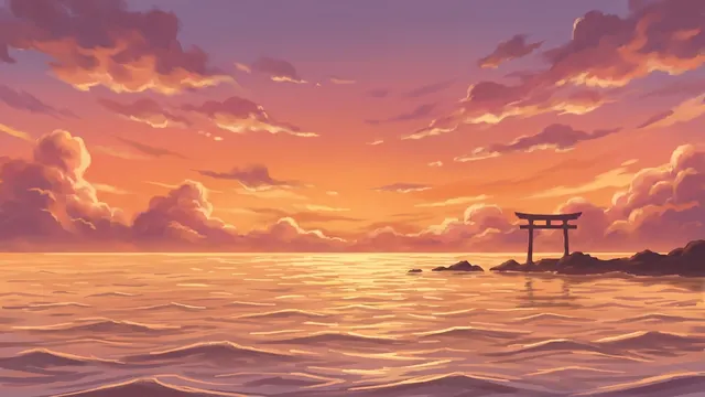Torii Gate Sunset 4K 4K AI Wallpaper
