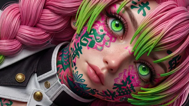 Neon Ink Beauty 4K 4K AI Wallpaper