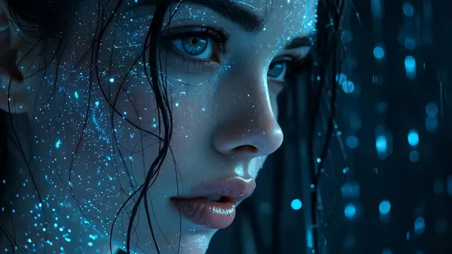 Rainy Neon Girl 4K 4K AI Wallpaper
