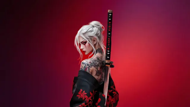 Red Blade Assassin 4K 4K AI Wallpaper