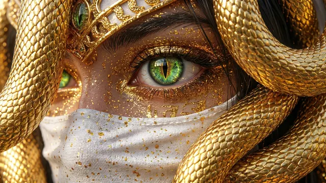 Golden Serpent Queen 4K 4K AI Wallpaper