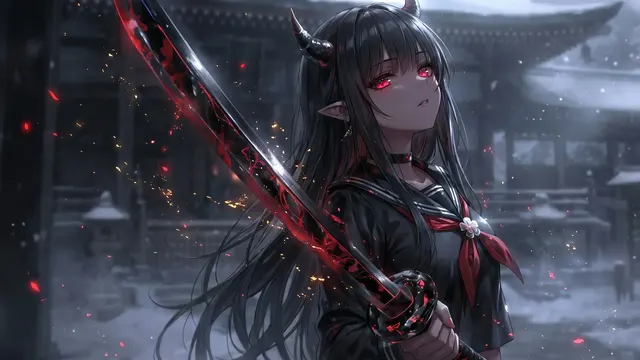 Blood Blade Maiden 4K 4K AI Wallpaper