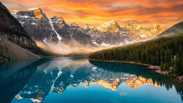 Mirror Lake Peaks 4K 4K AI Wallpaper
