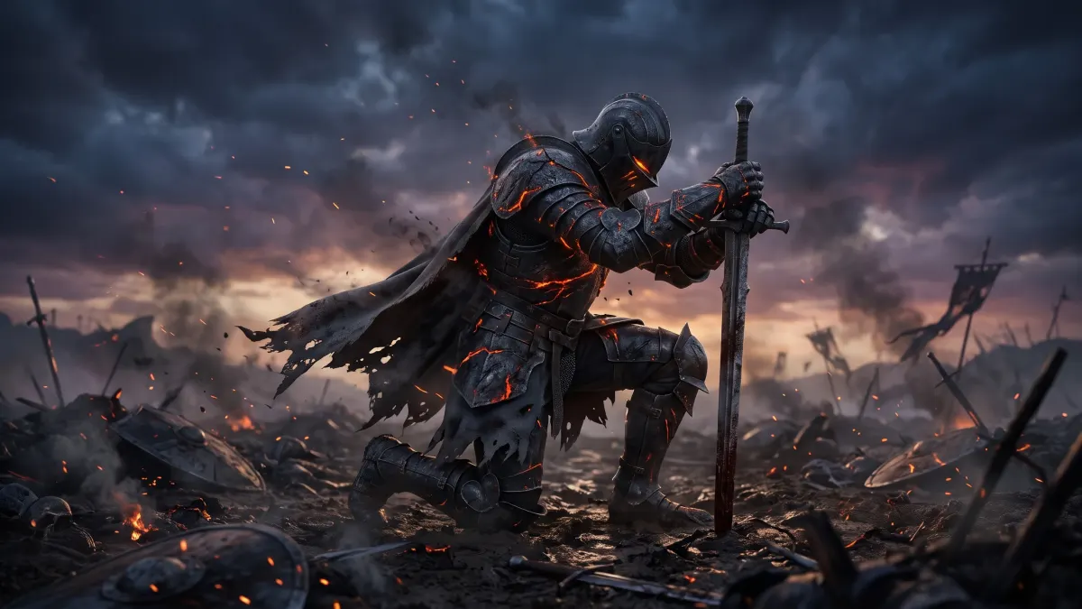 Battlefield Kneeling Knight 4K 4K Wallpaper
