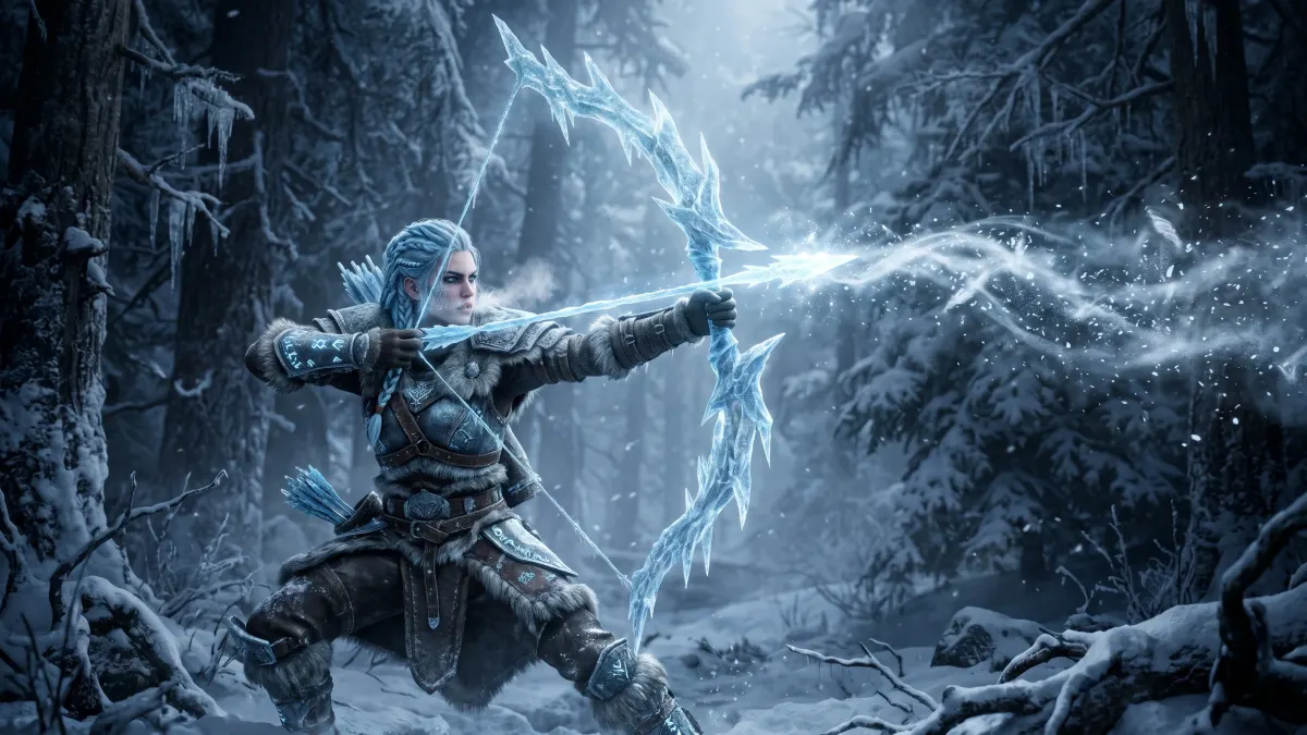 Crystalline Ice Huntress 4K 4K Wallpaper