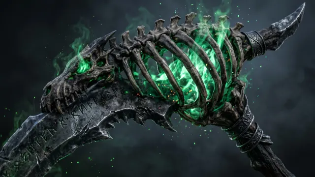 Dragon Ribcage Scythe 4K 4K AI Wallpaper