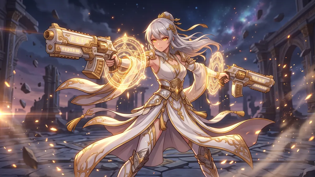 Dual Revolver Warrior Maiden 4K 4K Wallpaper