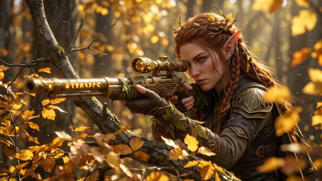 Elven Sniper Huntress 4K 4K AI Wallpaper