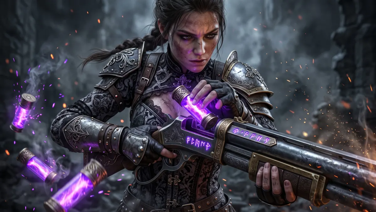 Fantasy Shotgun Battle Maiden 4K 4K Wallpaper