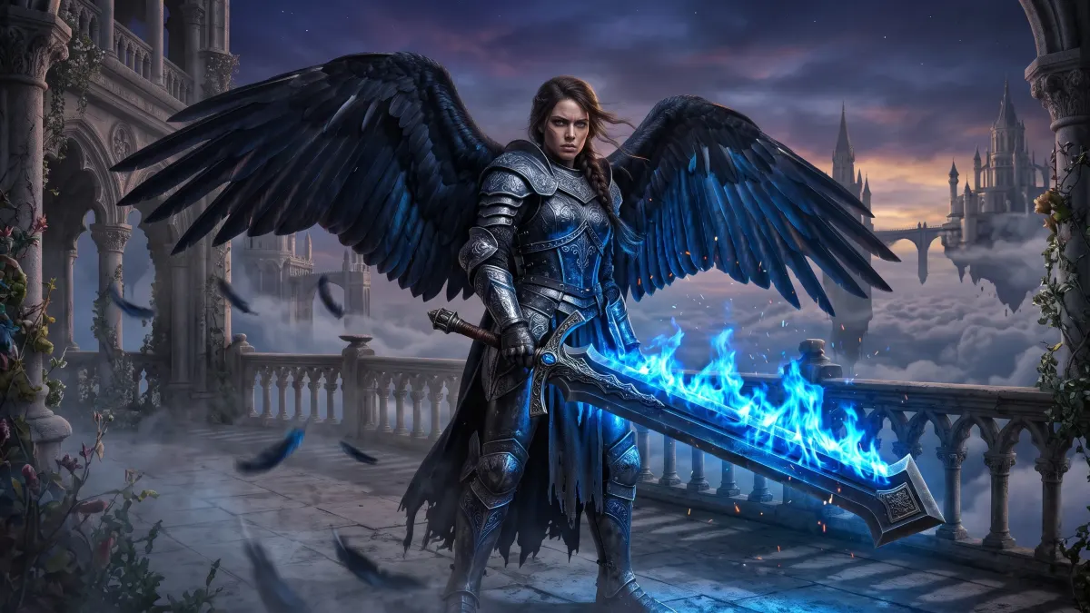 Flaming Blade Battle Maiden 4K 4K Wallpaper