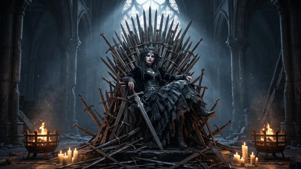 Gothic Maiden On Throne 4K 4K Wallpaper