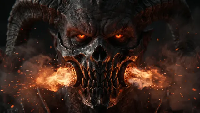 Jaw Mask Demon Warrior 4K 4K AI Wallpaper
