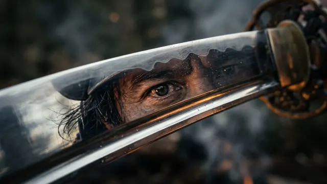 Katana Blade Eye Reflection 4K 4K AI Wallpaper