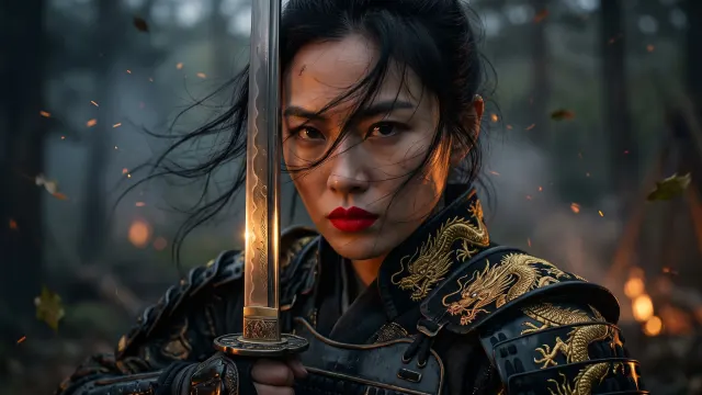 Master Katana Swordswoman 4K 4K AI Wallpaper