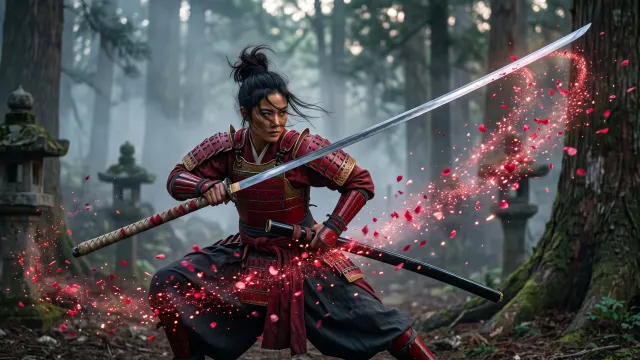 Scarlet Nodachi Warrior 4K 4K AI Wallpaper