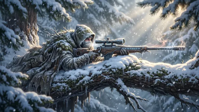 Snow Branch Fantasy Sniper 4K 4K AI Wallpaper