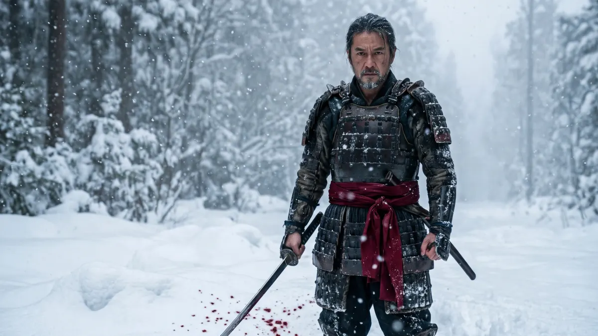 Snowfield Ronin Stance 4K 4K Wallpaper