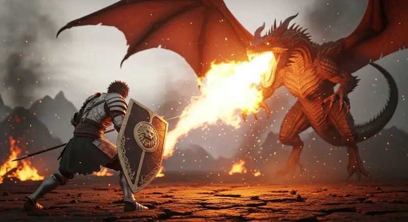 Knight vs Fire Drake 4K