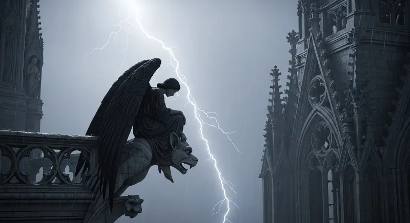 Gargoyle over Gothic Cathedral 4K